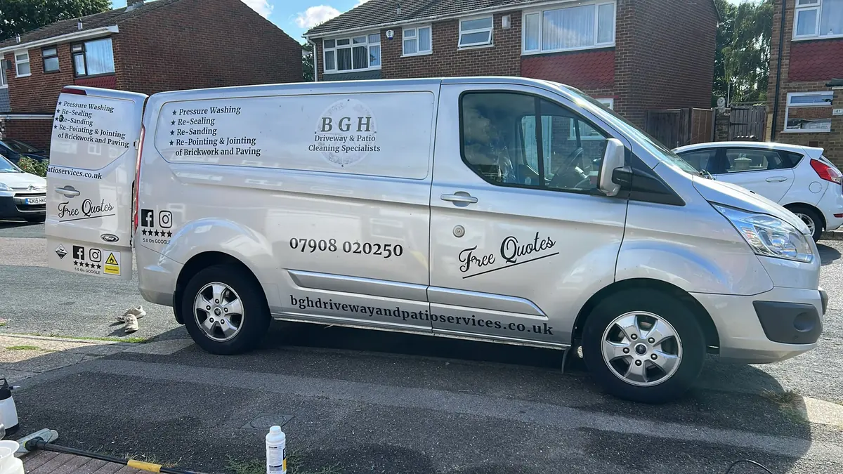BGH Driveway & Patio Services sign-written van on a job in Kent