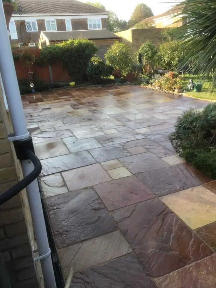 Indian stone patio after cleaning